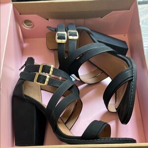 Charlotte Russe Black Block Heel Sandals